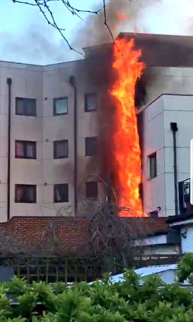 Crystal Court Residents Evacuated as Building Engulfed in Flames