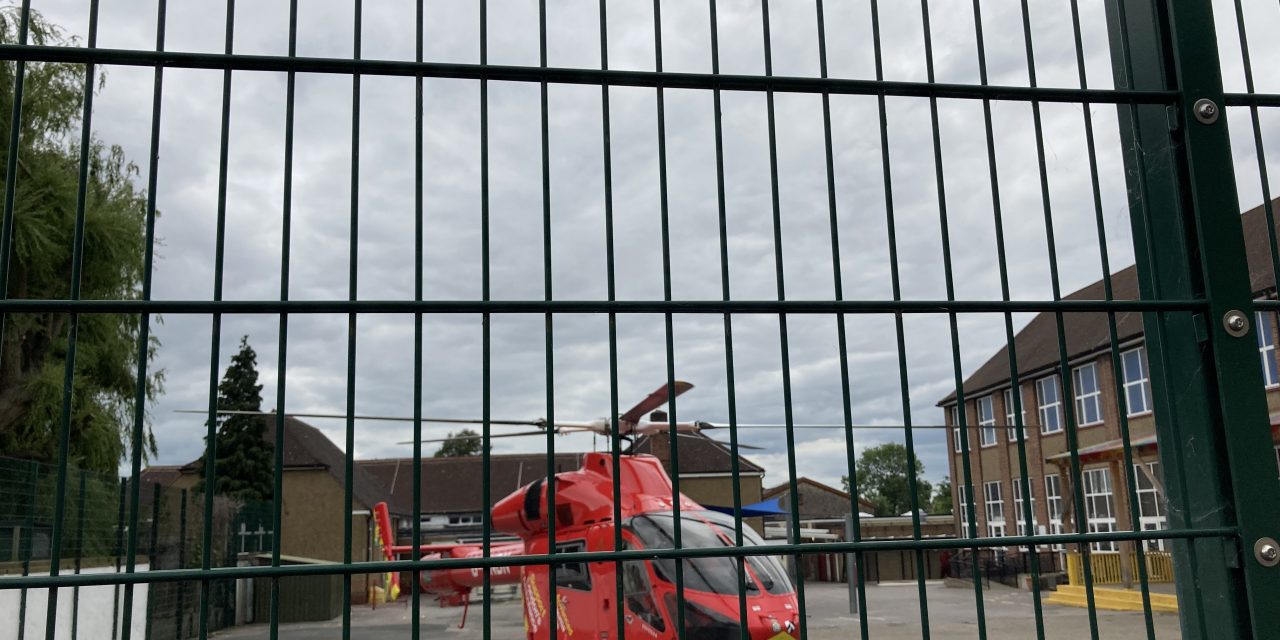 Helicopter lands in playground after five hour emergency drama