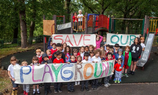 Children demo to save ‘dangerous’ playground